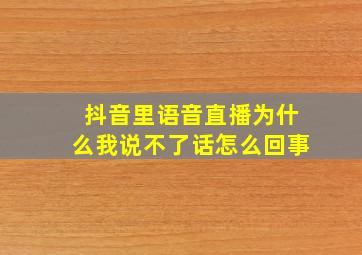 抖音里语音直播为什么我说不了话怎么回事