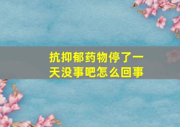 抗抑郁药物停了一天没事吧怎么回事