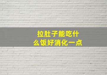 拉肚子能吃什么饭好消化一点