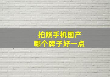 拍照手机国产哪个牌子好一点