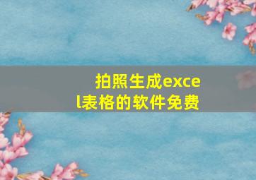 拍照生成excel表格的软件免费