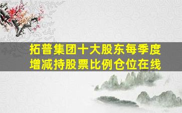 拓普集团十大股东每季度增减持股票比例仓位在线