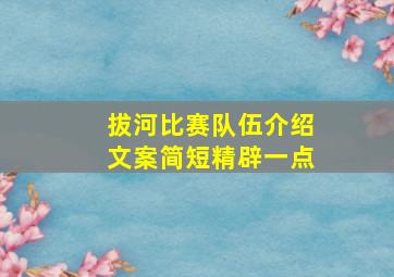 拔河比赛队伍介绍文案简短精辟一点