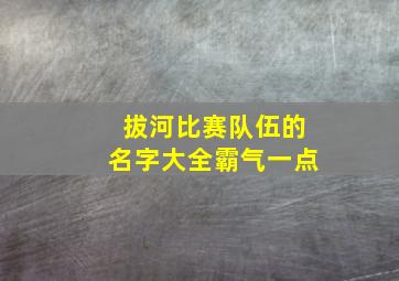 拔河比赛队伍的名字大全霸气一点