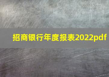 招商银行年度报表2022pdf