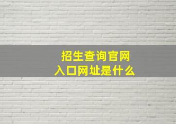 招生查询官网入口网址是什么