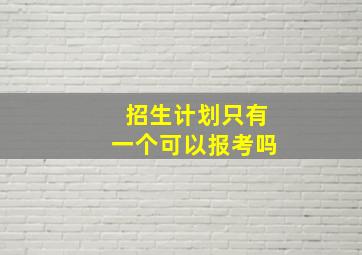 招生计划只有一个可以报考吗