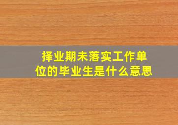 择业期未落实工作单位的毕业生是什么意思