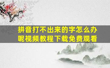 拼音打不出来的字怎么办呢视频教程下载免费观看