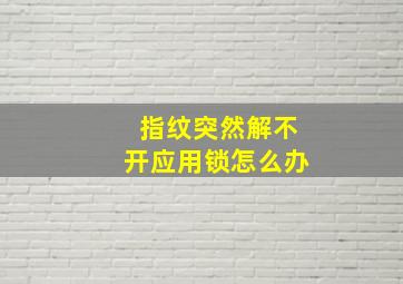 指纹突然解不开应用锁怎么办