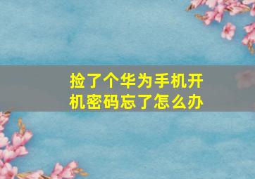 捡了个华为手机开机密码忘了怎么办