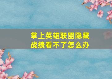 掌上英雄联盟隐藏战绩看不了怎么办