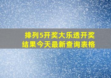 排列5开奖大乐透开奖结果今天最新查询表格