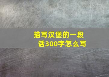 描写汉堡的一段话300字怎么写