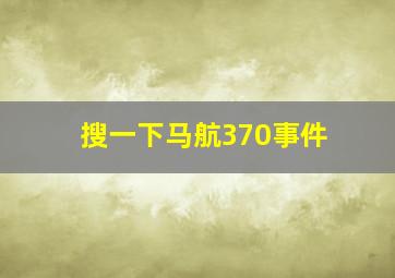 搜一下马航370事件