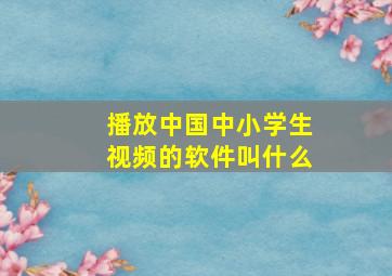 播放中国中小学生视频的软件叫什么