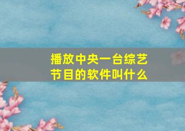 播放中央一台综艺节目的软件叫什么