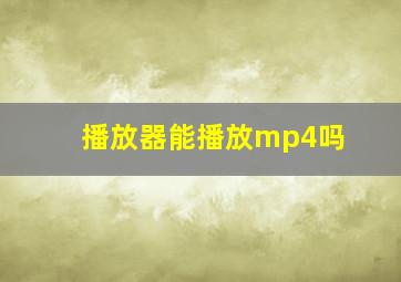 播放器能播放mp4吗