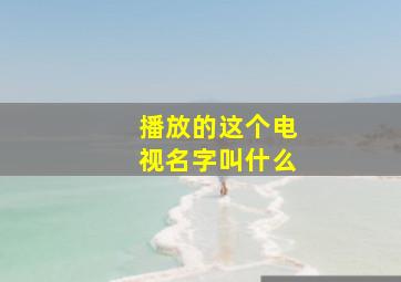 播放的这个电视名字叫什么