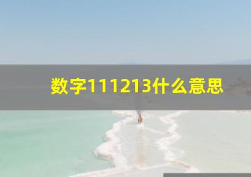 数字111213什么意思