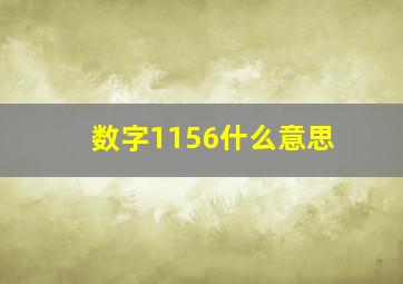 数字1156什么意思