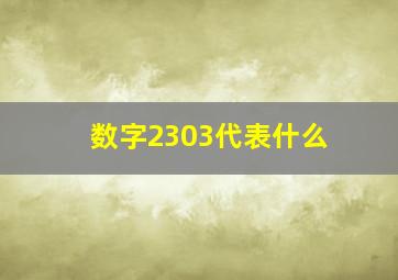 数字2303代表什么