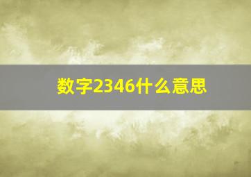 数字2346什么意思