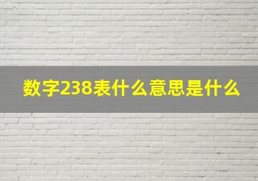 数字238表什么意思是什么