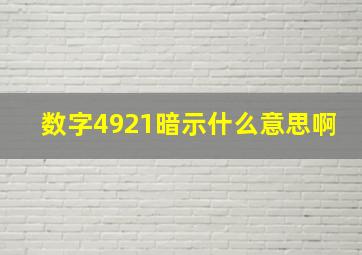 数字4921暗示什么意思啊