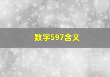 数字597含义