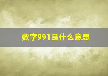 数字991是什么意思