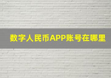 数字人民币APP账号在哪里