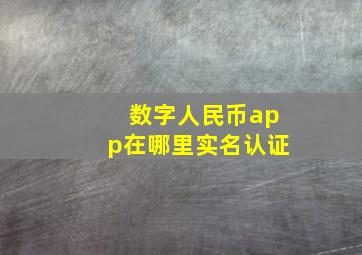 数字人民币app在哪里实名认证