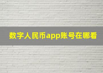 数字人民币app账号在哪看