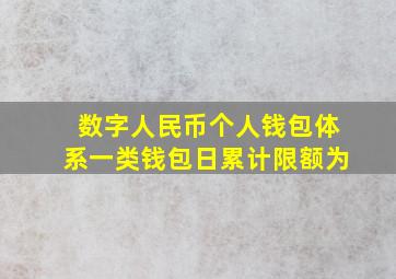 数字人民币个人钱包体系一类钱包日累计限额为