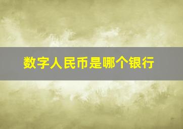 数字人民币是哪个银行