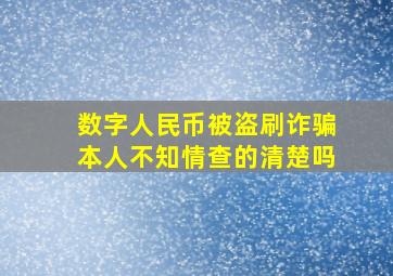 数字人民币被盗刷诈骗本人不知情查的清楚吗