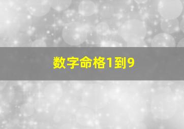 数字命格1到9