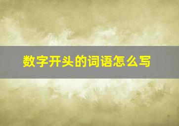 数字开头的词语怎么写