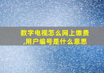 数字电视怎么网上缴费,用户编号是什么意思