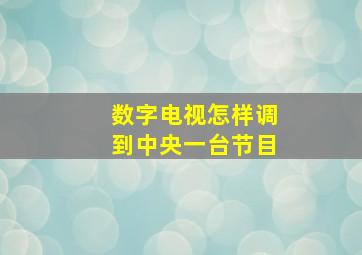 数字电视怎样调到中央一台节目