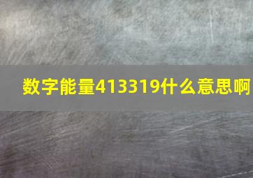 数字能量413319什么意思啊