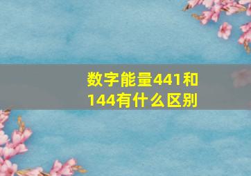 数字能量441和144有什么区别