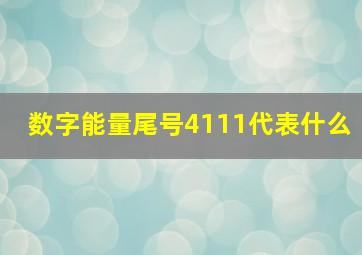 数字能量尾号4111代表什么