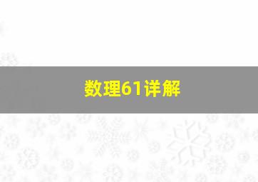 数理61详解