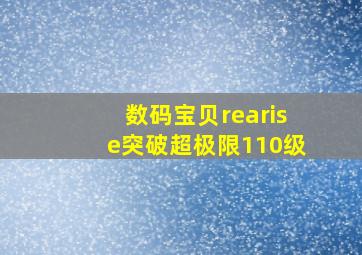 数码宝贝rearise突破超极限110级