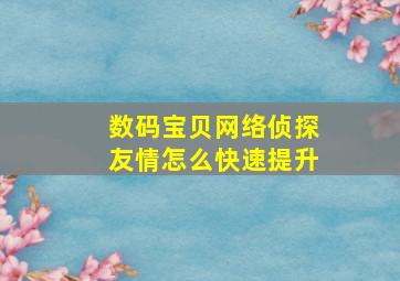 数码宝贝网络侦探友情怎么快速提升