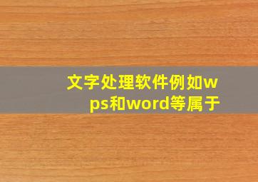 文字处理软件例如wps和word等属于