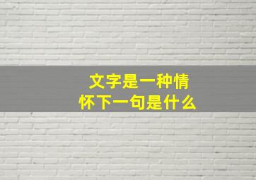 文字是一种情怀下一句是什么