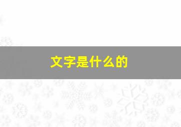 文字是什么的